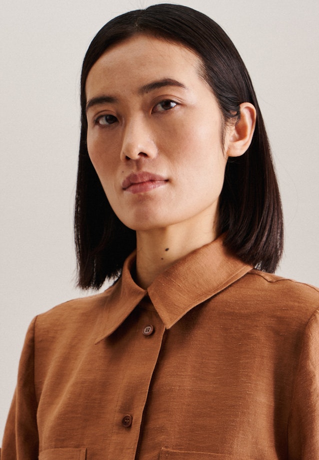 Short sleeve Crepe Shirt Blouse in Brown |  Seidensticker Onlineshop