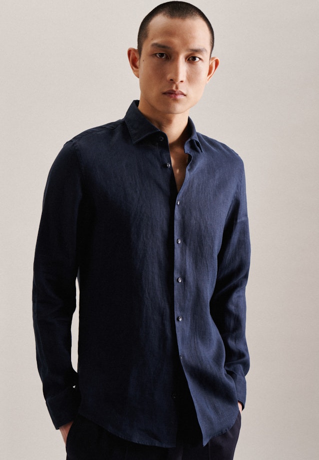 Chemise Business X-Slim Lin Col Kent in Bleu Foncé |  Seidensticker Onlineshop