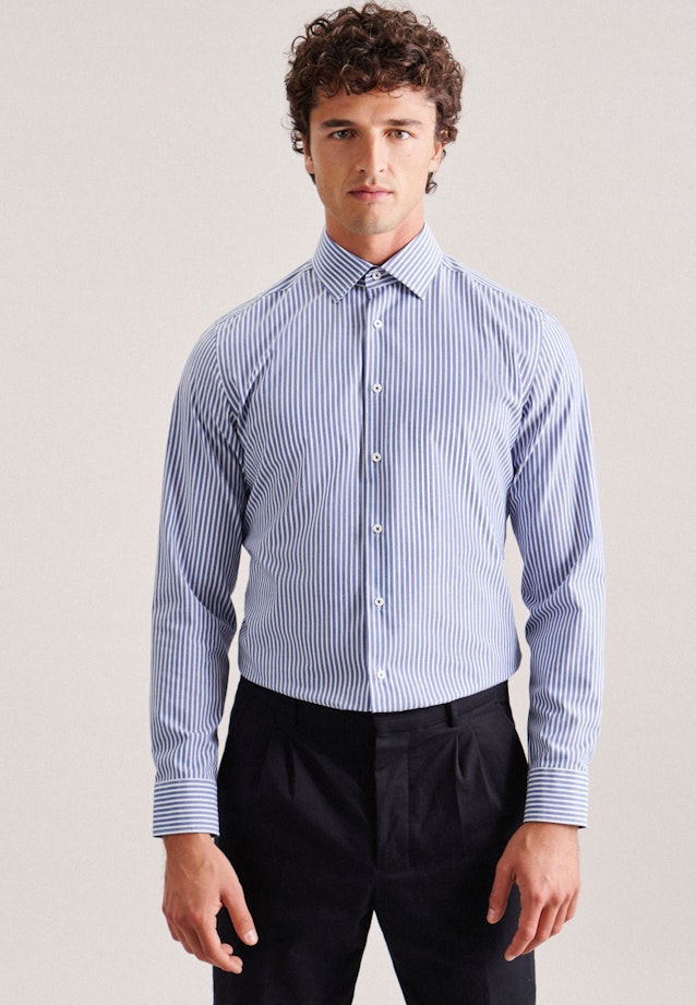 Shaped Business Hemd Streifen in Mittelblau |  Seidensticker Onlineshop