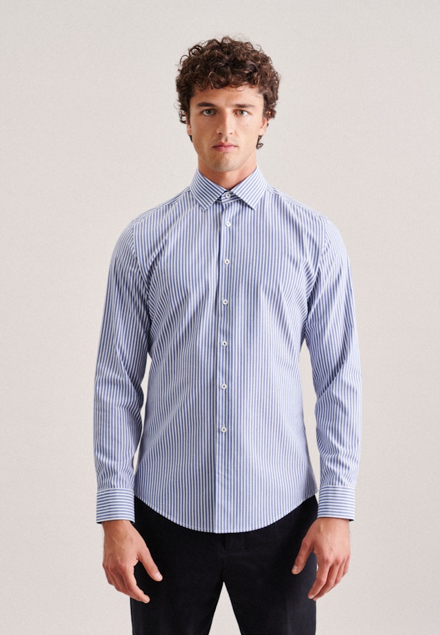 Shaped Business Hemd Streifen in Mittelblau |  Seidensticker Onlineshop