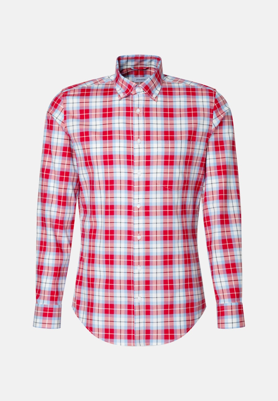 Bügelfreies Twill Business Hemd in Shaped mit Button-Down-Kragen in Rot |  Seidensticker Onlineshop