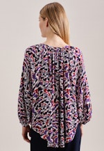 3/4 mouwen Krepp Shirtblouse in Donkerblauw |  Seidensticker Onlineshop