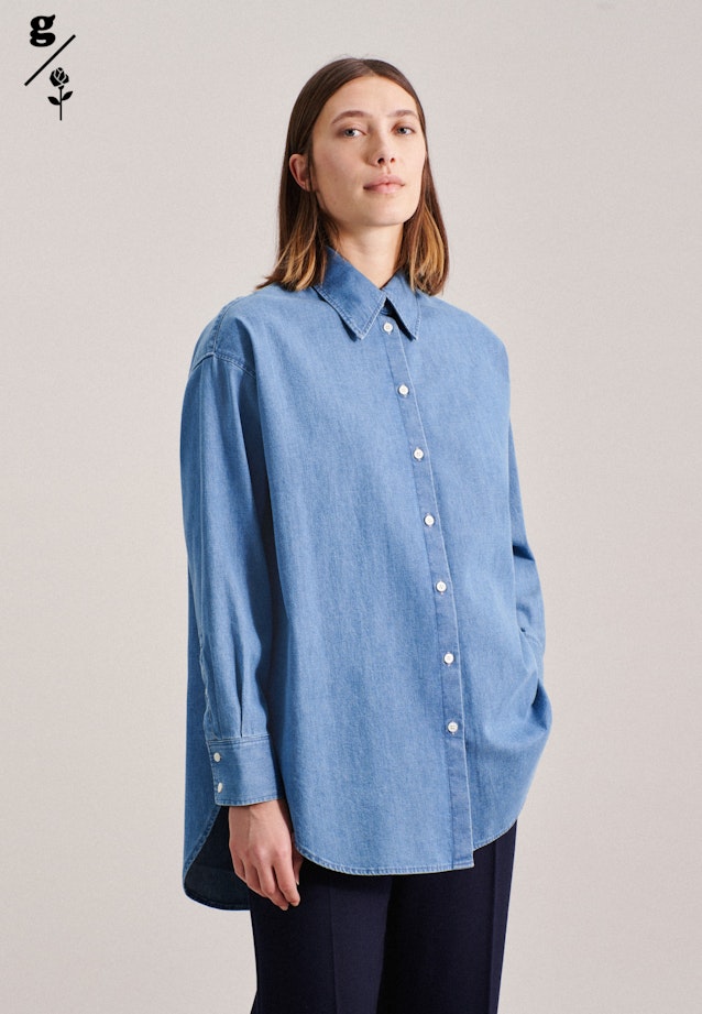 Collar Long Blouse in Light Blue |  Seidensticker Onlineshop