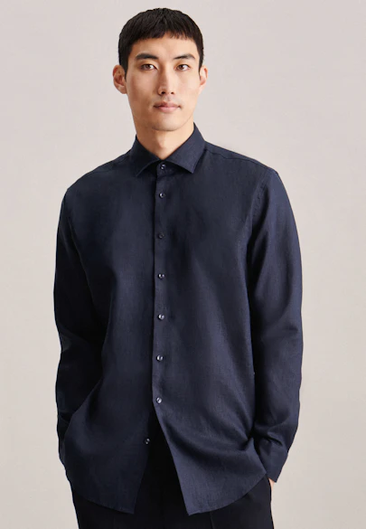 Regular Chemise d'affaires Uni in Bleu Foncé |  Seidensticker Onlineshop
