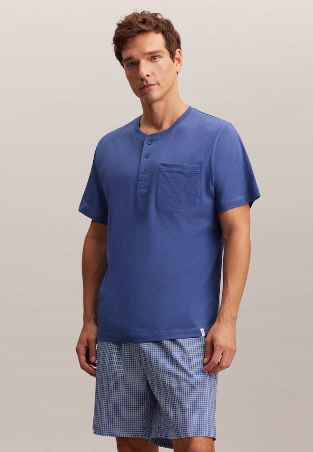 Henley collar Pyjamas in Medium Blue |  Seidensticker Onlineshop
