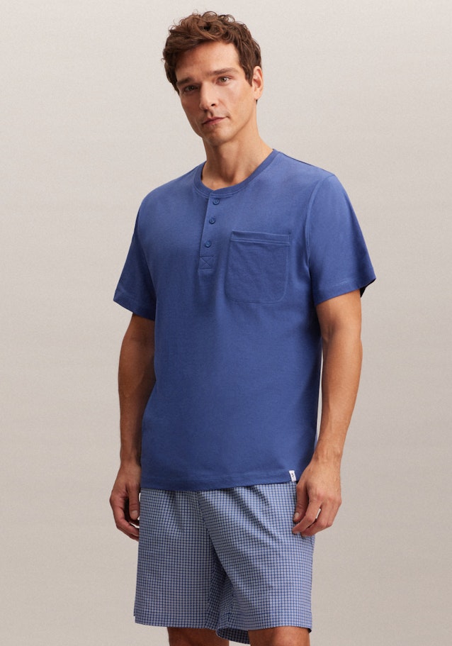 Henley collar Pyjamas in Medium Blue | Seidensticker Onlineshop