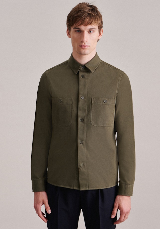 Regular Surchemise Uni in Vert | Seidensticker Onlineshop
