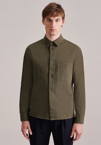 Regular Overshirt Uni in Grün |  Seidensticker Onlineshop