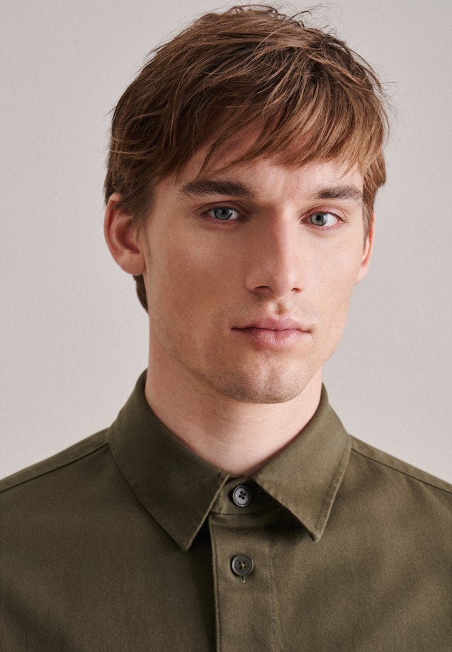 Regular Overshirt Uni in Grün |  Seidensticker Onlineshop