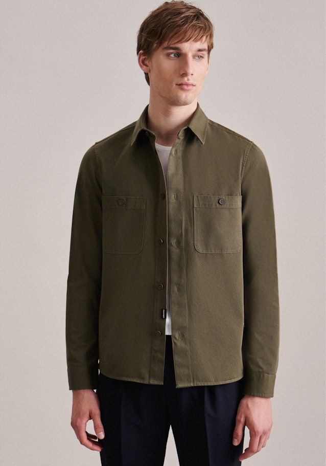 Regular Surchemise Uni in Vert | Seidensticker Onlineshop
