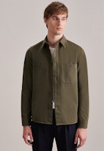 Regular Overshirt Uni in Grün |  Seidensticker Onlineshop