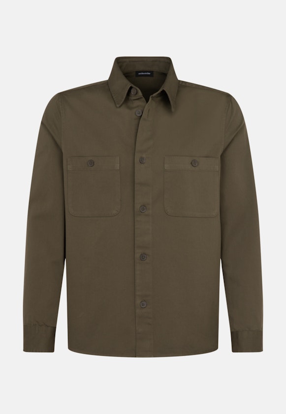 Regular Overshirt Uni in Grün |  Seidensticker Onlineshop