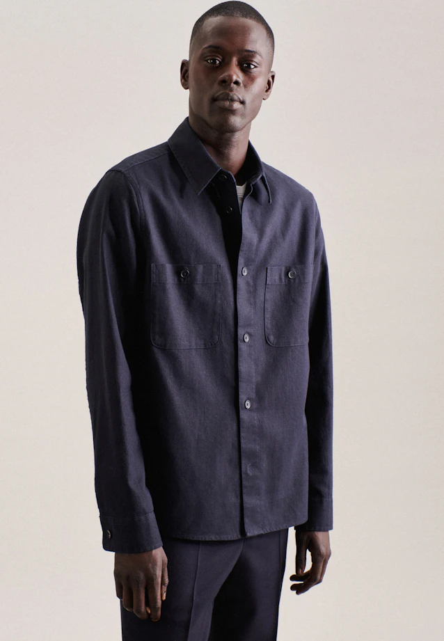 Regular Overshirt Uni in Dunkelblau |  Seidensticker Onlineshop