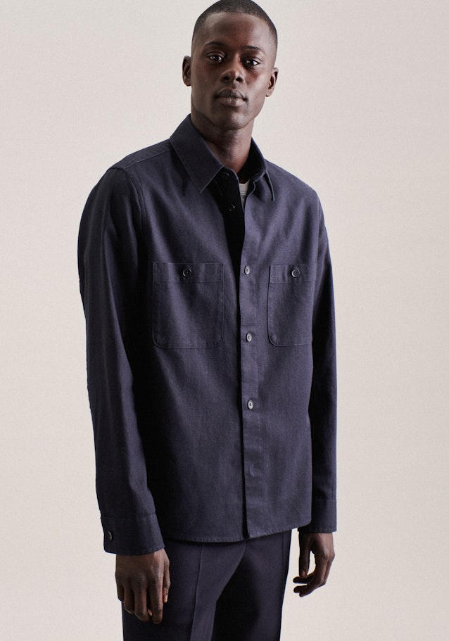 Kraag Overhemd in Donkerblauw | Seidensticker Onlineshop