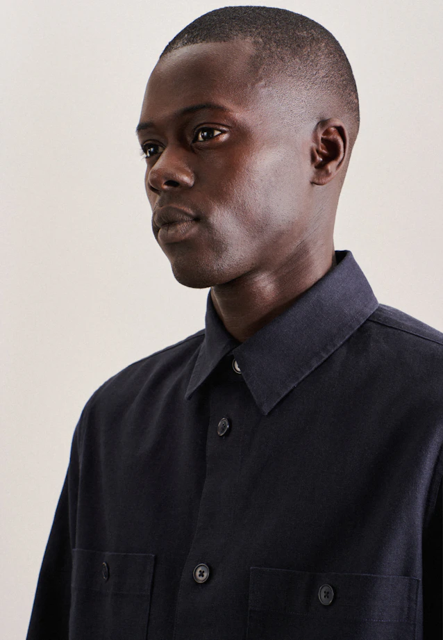 Regular Overshirt Uni in Dunkelblau |  Seidensticker Onlineshop