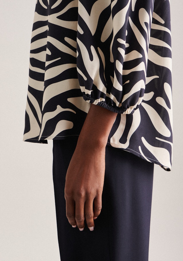 7/8-sleeve Plain weave Shirt Blouse in Dark Blue |  Seidensticker Onlineshop