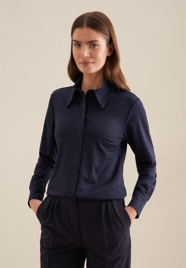 Long sleeve Jersey Shirt Blouse in Dark Blue |  Seidensticker Onlineshop