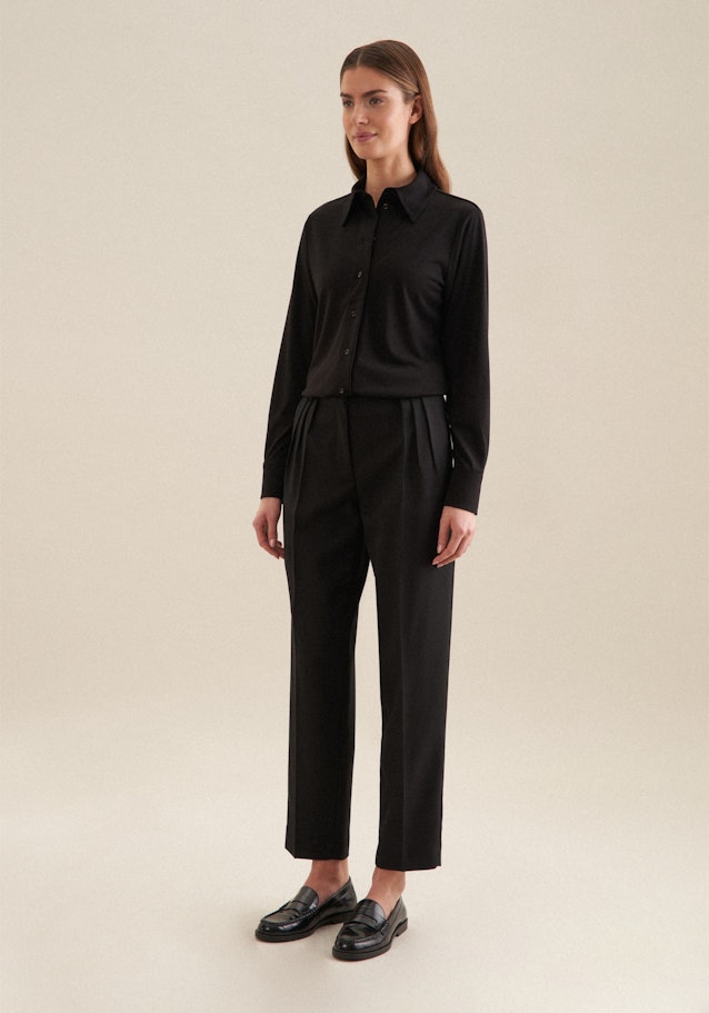 Long sleeve Jersey Shirt Blouse in Black |  Seidensticker Onlineshop