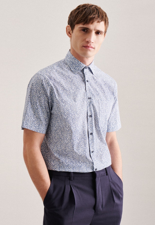 Poplin Short sleeve Business Shirt in Regular with Kent-Collar in Light Blue | Seidensticker Onlineshop