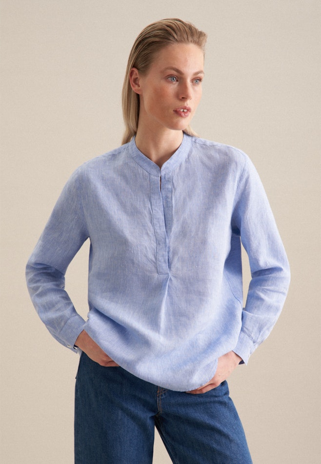 Long sleeve Linen Tunic in Medium Blue | Seidensticker online shop