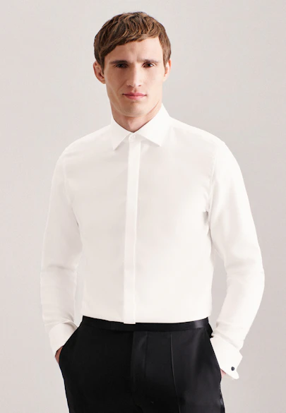 Shaped Chemise de smoking Uni in Ecru |  Seidensticker Onlineshop