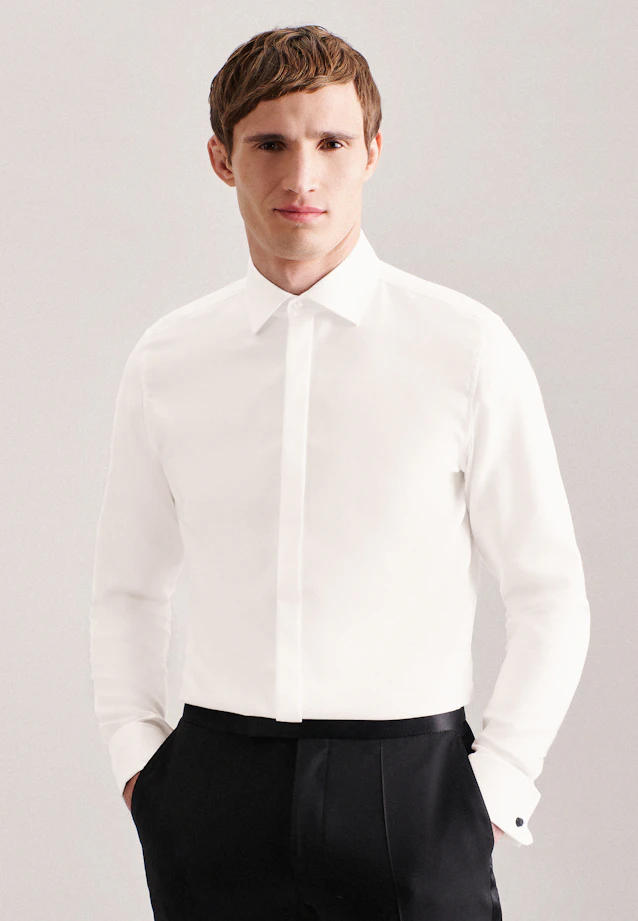 Shaped Chemise de smoking Uni in Ecru |  Seidensticker Onlineshop