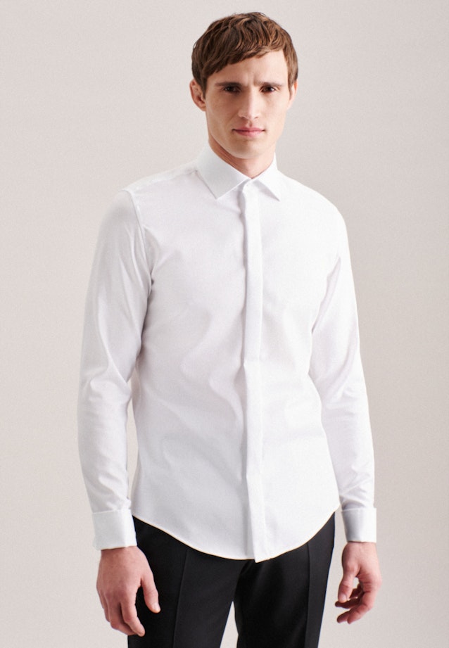 Chemise de soirée Shaped Twill (sergé) Col Kent in Blanc |  Seidensticker Onlineshop