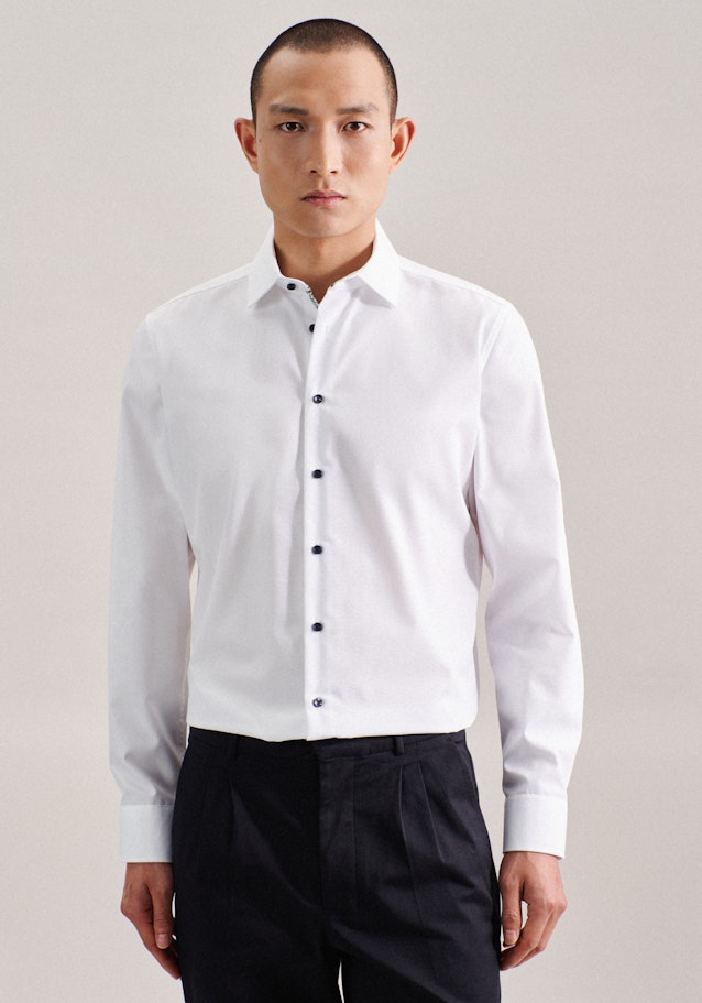 Non-iron Structure Business Shirt in Shaped with Kent-Collar in White |  Seidensticker Onlineshop