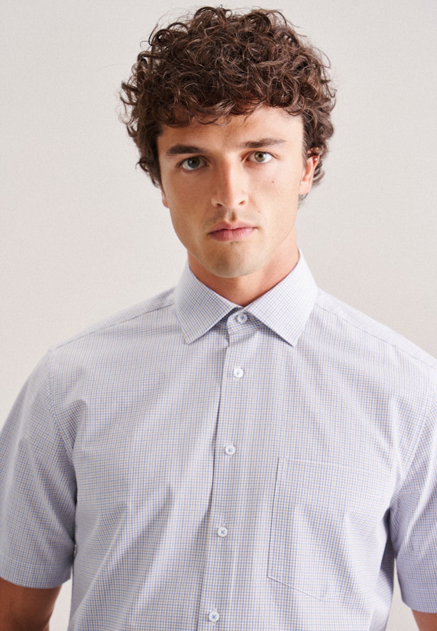 Non-iron Poplin Short sleeve Business Shirt in Comfort with Kent-Collar in Brown |  Seidensticker Onlineshop