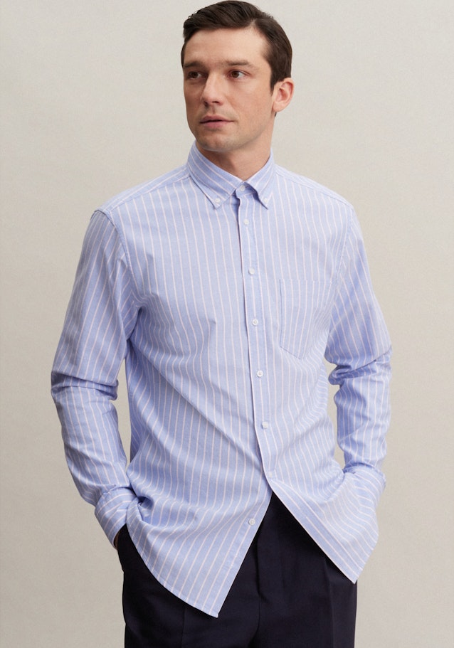 Business Shirt in Regular with Button-Down-Collar in Light Blue |  Seidensticker Onlineshop