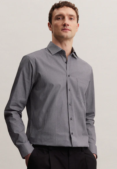 Regular Business shirt Print in Grey |  Seidensticker Onlineshop