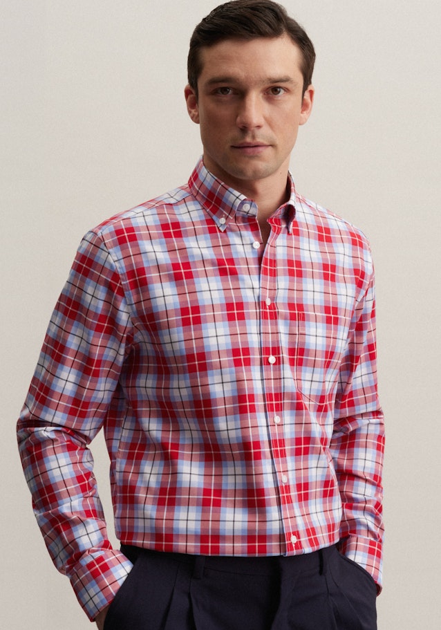 Bügelfreies Twill Business Hemd in Regular mit Button-Down-Kragen in Rot | Seidensticker Onlineshop