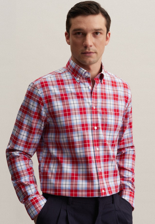 Non-iron Twill Business Shirt in Regular with Button-Down-Collar in Red | Seidensticker Onlineshop