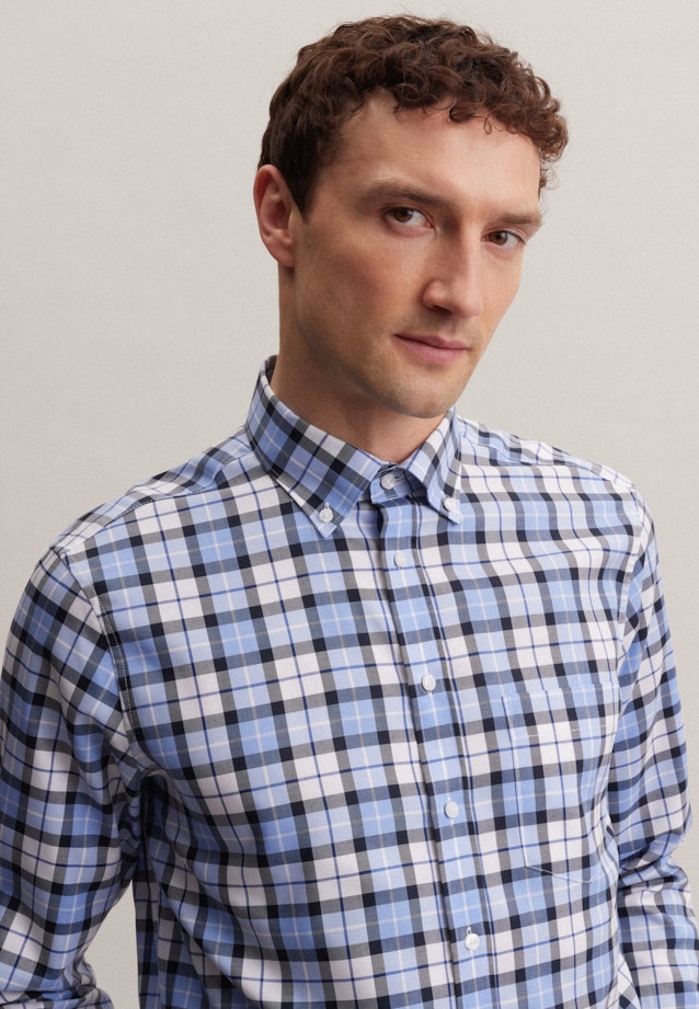 Bügelfreies Twill Business Hemd in Regular mit Button-Down-Kragen in Dunkelblau |  Seidensticker Onlineshop