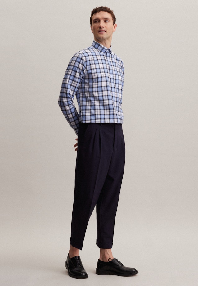 Non-iron Twill Business Shirt in Regular with Button-Down-Collar in Dark Blue |  Seidensticker Onlineshop