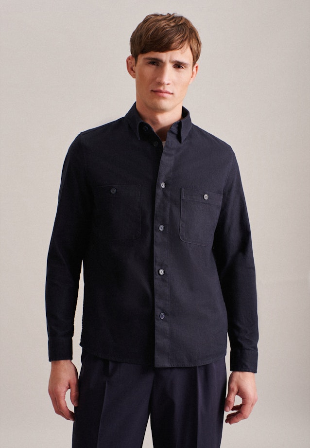 Kragen Overshirt Regular in Dunkelblau |  Seidensticker Onlineshop