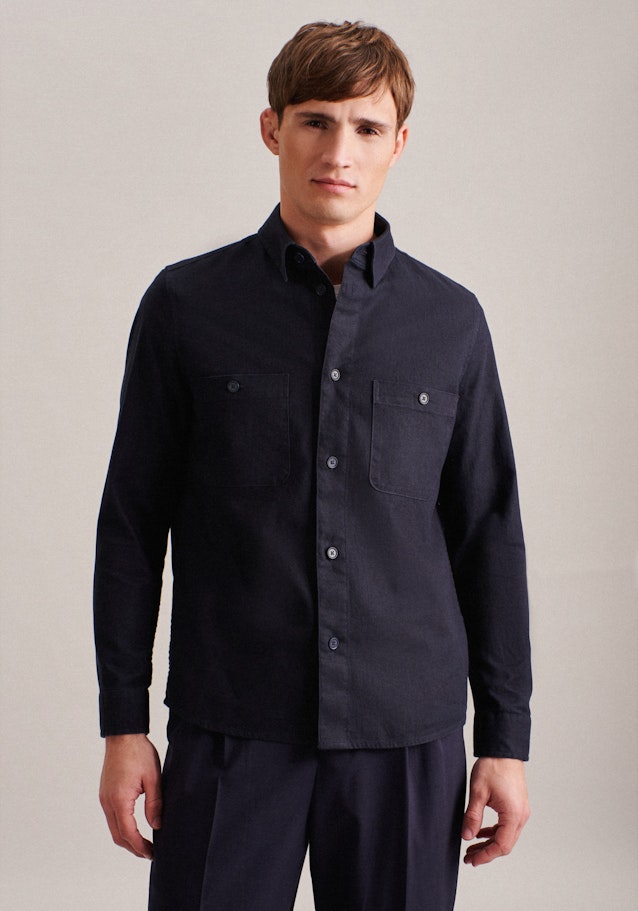 Regular Surchemise Uni in Bleu Foncé | Seidensticker Onlineshop