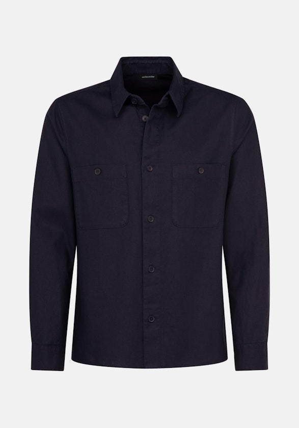 Regular Surchemise Uni in Bleu Foncé | Seidensticker Onlineshop