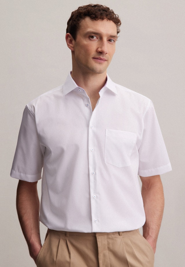 Non-iron Popeline korte arm Business overhemd in Comfort with Kentkraag in Wit |  Seidensticker Onlineshop