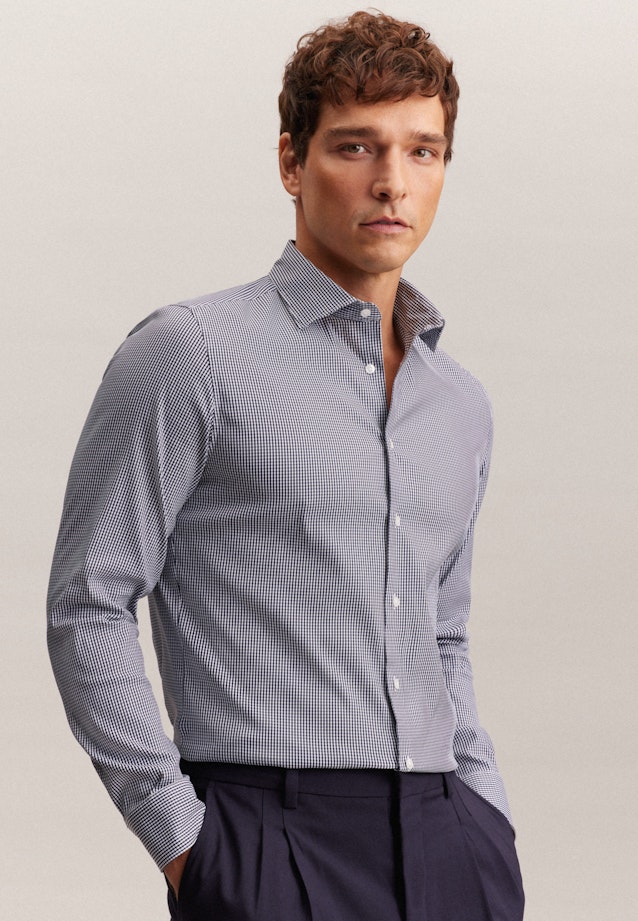 Slim Performance shirt Check in Dark Blue |  Seidensticker Onlineshop