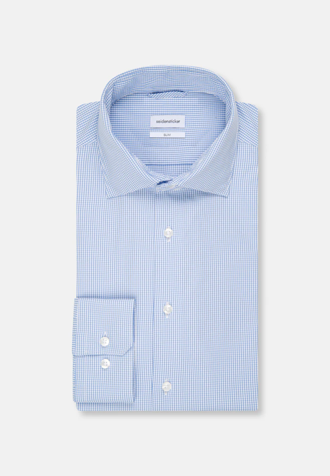 Slim Chemise Performance carreaux dans Bleu Clair | Boutique en ligne Seidensticker