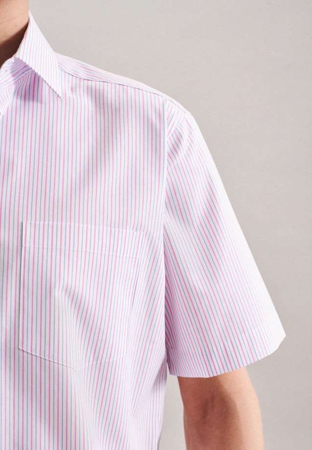 Non-iron Popeline Korte mouwen Business overhemd in Regular with Kentkraag in Roze/Pink |  Seidensticker Onlineshop