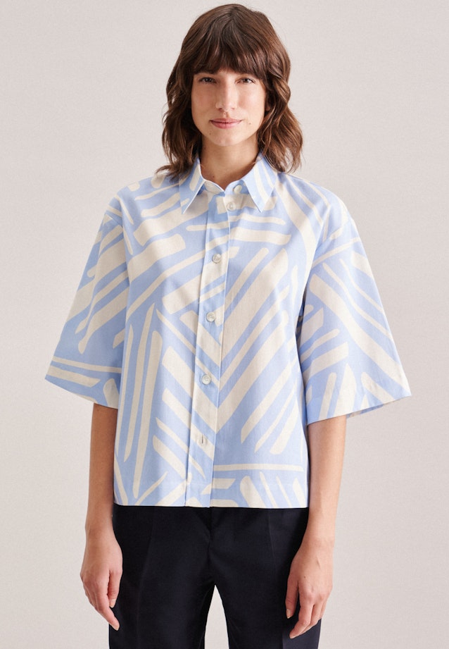 korte arm Satin Shirtblouse in Lichtblauw | Seidensticker Onlineshop