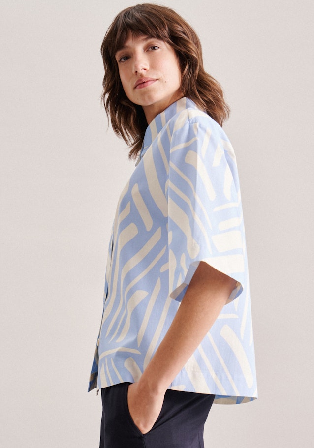 Short sleeve Satin Shirt Blouse in Light Blue |  Seidensticker Onlineshop