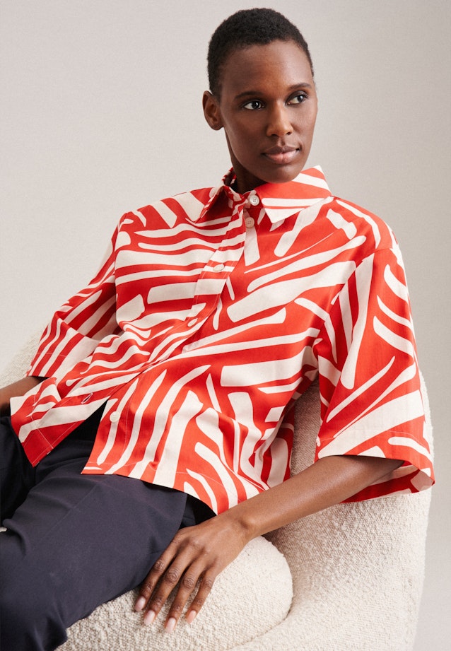 Short sleeve Satin Shirt Blouse in Red | Seidensticker Onlineshop