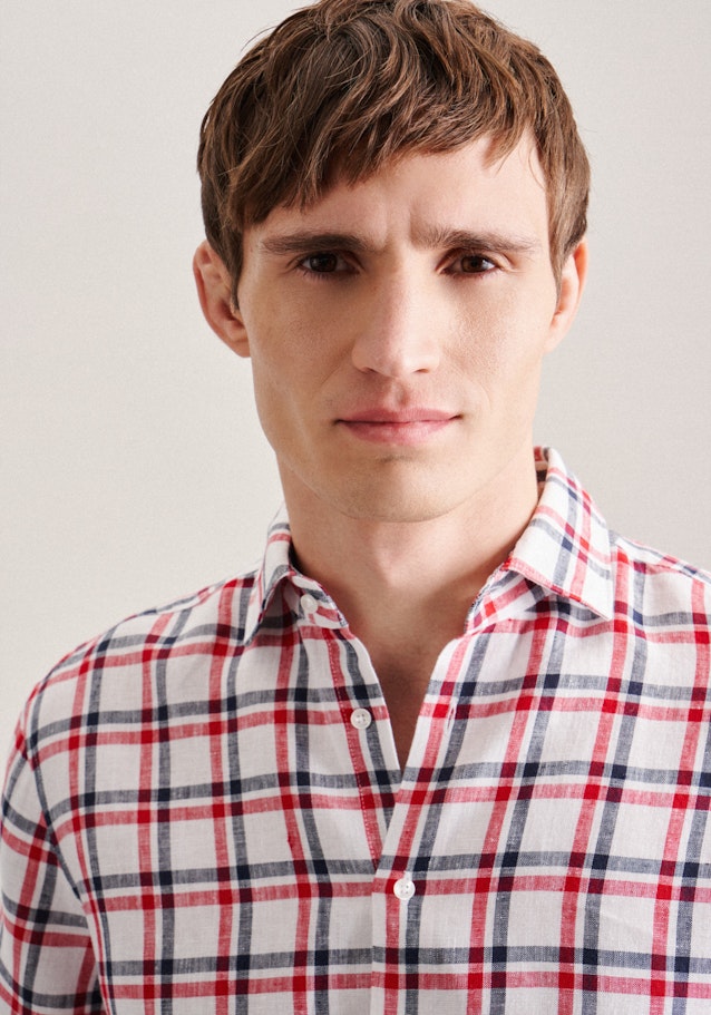 Linen Short sleeve Business Shirt in Regular with Kent-Collar in Red |  Seidensticker Onlineshop