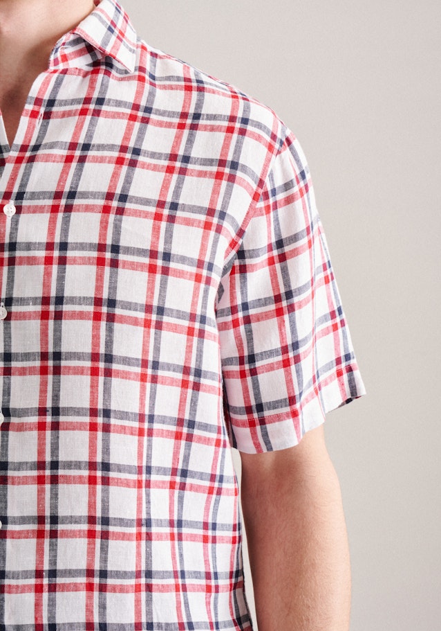 Leinen Kurzarm Business Hemd in Regular mit Kentkragen in Rot |  Seidensticker Onlineshop