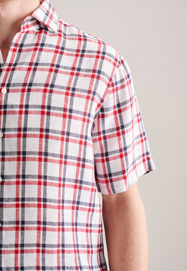 Linen Short sleeve Business Shirt in Regular with Kent-Collar in Red |  Seidensticker Onlineshop