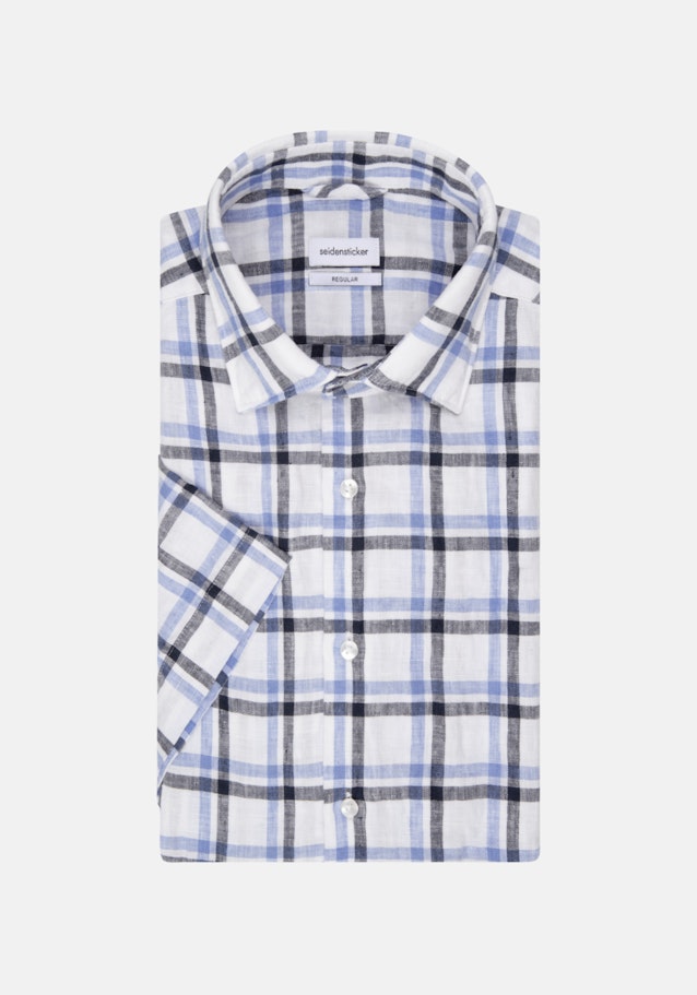 Linen Short sleeve Business Shirt in Regular with Kent-Collar in Dark Blue |  Seidensticker Onlineshop