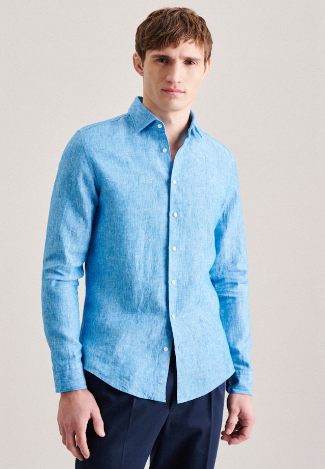 Chemise Business Slim Lin Col Kent in Turquoise |  Seidensticker Onlineshop